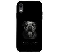 Bulldog Tongue Out Graphic Vintage Raza de perro blanco y negro Carcasa para iPhone XR
