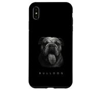 Bulldog Tongue Out Graphic Vintage Raza de perro blanco y negro Carcasa para iPhone XS Max