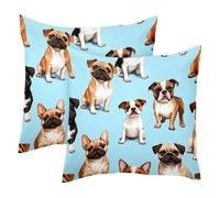 Bulldogs and Jack Russell Terrier - Juego de 2 fundas de cojín de terciopelo suave, fundas de almohada decorativas modernas de doble cara, 50 x 50 cm (relleno no incluido)