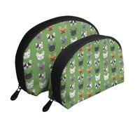 Bulldogs Franceses Frenchie Lindo Perro Perros Perro Perro, Bolsa de Maquillaje de Concha, Monedero pequeño para Mujer, Bolsa de artículos de tocador, Bolsa de cosméticos, 2 Piezas
