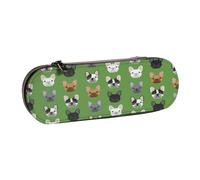 Bulldogs Franceses Frenchie Lindo Perro Perros Perro Perro, Estuche para lápices Estuche para lápices de cuero de PU Estuche para lápices de gran capacidad Estuche para lápices Bolsa de cosméticos