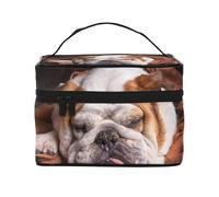 Bulldogs Ingleses Bozal Mascotas Perros Durmiendo, Bolsa de Maquillaje Bolsa de cosméticos Bolsa de artículos de tocador de Viaje portátil Estuche para lápices Bolsa de artículos de tocador