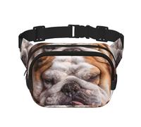 Bulldogs ingleses Bozal Mascotas Perros durmiendo,Riñonera Cuadrada de Doble Capa, Bolso de Viaje, Bolso Informal para el Pecho.