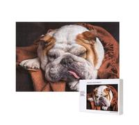 Bulldogs ingleses Bozal Mascotas Perros durmiendo,Rompecabezas de Madera de 300 Piezas, Juego Familiar, Rompecabezas para Adultos, Adolescentes, decoración del hogar