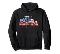 Bulldozer Bulldozer Bandera Americana USA Drip Graffiti Patriotismo Sudadera con Capucha