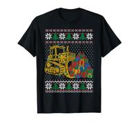 Bulldozer Navidad Luces Feo suéter de Navidad Camiseta