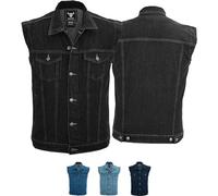 BULLDT Chaqueta de Motociclista para Hombre, Vaquera, Moto, Camisero, Denim - Elegante Chaqueta de Motociclista con Cuello, Estilo Vintage y Clásico, 100 % Algodón, Negro , 52
