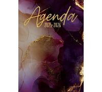 Bullet Agenda 2025-2026 - Marbre Violet & Or: Semainier (1 semaine sur 2 pages) | Format moyen - A5 | 15x21 cm | Intérieur N&B | Bullet journal | To do list | Lignes et heures | Motivation
