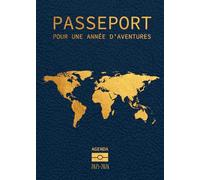 Bullet Agenda 2025-2026 - Passeport Bleu et Or: Semainier (1 semaine sur 2 pages) | Format moyen - A5 | 15x21 cm | Intérieur N&B | Bullet journal | To do list | Lignes et heures | Voyage & découverte