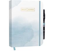 Bullet Journal "Watercolor Blue" 05 mit original Tombow TwinTone Dual-Tip Marker 33 black: Mit Punkteraster, Seiten für Index, Key und Future Log ... praktischem Verschlussband und Innentasche