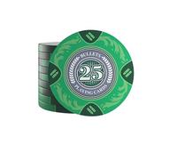 Bullets Playing Cards, 25 fichas de póquer de arcilla Tony para set de póquer, Valor 25-14g, 4cm de diámetro, Color Verde……