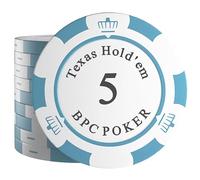 Bullets Playing Cards, Carmela, Fichas de póquer, 25 unidades, valor 5-14 g, 4 cm de diámetro, color blanco/azul claro