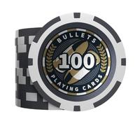 Bullets Playing Cards, Fichas de póquer de plástico, Christopher con valores, rollo de 25 unidades, negro, 100 unidades