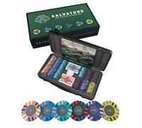 Bullets Playing Cards Maletín de póquer Salvatore con 300 fichas de póquer de arcilla de 10 g, juego de póquer con tarjetas, dados, botón de crupier y reglas de póquer