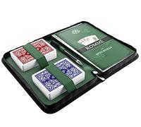 Bullets Playing Cards, Rommee Set de 2 baraja de tarjetas Roma en piel sintética, funda con libro de reglas, bolígrafo, bloc de notas y lista de reglas, versión alemana