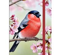 Bullfinch and Cherry Tree Journal - 140-Page Lined Notebook for Nature Lovers, Birdwatchers & Writers - Floral Aesthetic Diary, Poetry Notebook, Gift for Gardeners & Artists