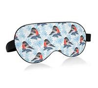 Bullfinch On Tree Branches Blue Snowflakes Eye Masks Cover Blocks Light Sleep Mask Shade Cover Blindfold Relaxing Eyeshade Cover con correa ajustable para la cabeza para hombres, mujeres y niños