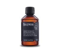 Bullfrog - Gel de Ducha Multiuso Secret Potion N.3: Limpiador para Cuerpo, Rostro y Cabello, 88% Natural, Fragancia Marina, Maderosa y Ámbar, Fabricado en Italia, 250 ml
