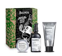 Bullfrog - Kit The Spicy One Hidratación y Definición 3 en 1, Edición Limitada, Bálsamo Multifuncional Especiado Agnóstico 100 ml, Gel de Afeitado Invisible 100 ml y Gel de Estilizado Invisible 50 ml