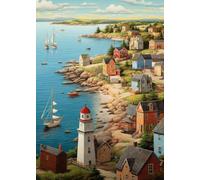 Bullglesup Puzle para adultos de 1000 piezas, Port Town con póster, piezas encajan perfectamente entre sí letras en la parte posterior, sin polvo, regalo para personas mayores (70 x 50 cm)