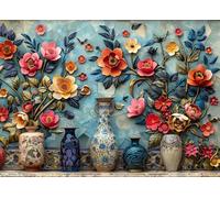 Bullglesup Puzzle para adultos, 1000 piezas, jarrones con carteles, piezas encajan perfectamente entre sí letras en la parte posterior, sin polvo, regalo para personas mayores (70 x 50 cm)