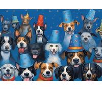 Bullglesup Rompecabezas para adultos de 1000 piezas, rompecabezas de fiesta de perros con póster en la parte posterior, piezas únicas que se ajustan bien sin polvo (27.5 x 19.6 pulgadas)
