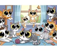 Bullglesup Rompecabezas para adultos de 1000 piezas, rompecabezas de gatos de ojos grandes con letra de póster en la parte posterior, piezas únicas que se ajustan bien sin polvo (27.5 x 19.6 pulgadas)