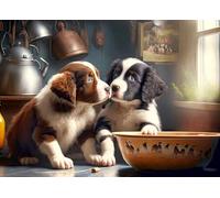 Bullglesup Rompecabezas para adultos de 1000 piezas, rompecabezas de perros abrazados con letra de póster en la parte posterior, piezas únicas que se ajustan bien sin polvo (27.5 x 19.6 pulgadas)