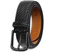 BULLIANT Cinturón Hombre, Cinturón Cuero para Jeans Ropas Casuales 35mm,Tamaño Fijo(Negro,120cm/40-42" Cintura ajuste)