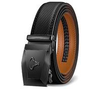 BULLIANT Cinturones Hombre, Cinturón Hombre Cuero Hebilla Trinquete Automática,35MM,Tamaño Ajustable para Pantalones Traje Vestir(Negro-110cm/30-36" Cintura ajuste)