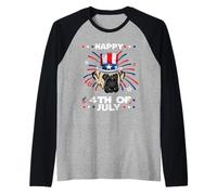 Bullmastiff Dog Patriotic American 4th of July Dogs Lovers Camiseta Manga Raglan