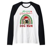 Bullmastiff Santa Dog Mom Boho Rainbow Christmas Xmas Camiseta Manga Raglan