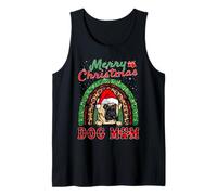 Bullmastiff Santa Dog Mom Boho Rainbow Christmas Xmas Camiseta sin Mangas