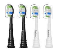 Bullnas Cabezales de repuesto compatibles con cepillos de dientes eléctricos Philips Sonicare ProtectiveClean 4100 5100 5300 6100, W cabezal de repuesto para Sonicare, negro/blanco, 4 unidades