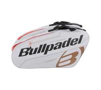 Bullpadel - Paletero Tour Blanco, con Detalles en Negro y Naranja, con Bolsillos para Palas, Compartimento para Ropa o Material y Bolsillos Auxiliares, Asas Acolchadas y de Mano para Transportar