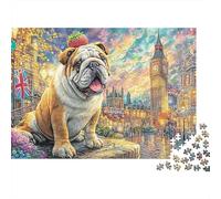 Bullperro en Londres Set De Rompecabezas De Papel CArteeón Premium De 1000 Piezas, Mascota Perro, Imposible, Difícil, Desafiante, Estrés, Mejor Regalo 70x50cm/1000pcs