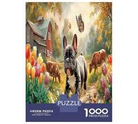 Bullperro francés Granja Puzzles Desafío Juguetes 1000 Piezas Perro de Mascota Lindo Juego De Rompecabezas Decoración del Hogar para Adultos Y Niños A Partir De 12 Años 38x26cm/1000pcs