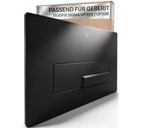 Bullseat Piano - Picaporte para inodoro (2 cantidades, vídeo de montaje) | Placa de accionamiento para cisternas empotradas Geberit Duofix Sigma UP300/UP320, 12 cm, color negro mate