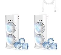 Bullseyeair Portable Double Fan, 3 - In - 1 GetBullseyeair Fan, Portable Double-Ended Spray Fans, Misting Fans, 180° Dual Fanwith 600ml Tank, for Home, Office, Bedroom (Charging model * 2Pcs)