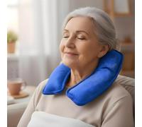 BullTek Bolsa de agua caliente eléctrica 450 W calentador de cuello calentable 25 x 17 cm - Bufanda térmica cervical recargable, alivio de dolores, terapia rápida para hombres, mujeres mayores (azul)