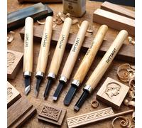 BullTek Juego de 6 cinceles para tallar madera, acero carbono - Kit de gubias profesionales para escultura y tallado en madera, herramientas afiladas para tallar madera, frutas, velas y arcilla