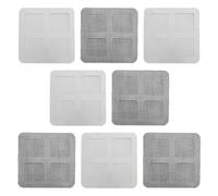 BullTek Juego de 8 parches adhesivos de mosquitera, 10 x 10 cm, blancos y negros - Reparación de red mosquitera puerta o ventana - Fáciles de aplicar, autoadhesivos, de fibra resistente, para interior