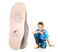BullTek Plantillas ortopédicas para niños, de cuero natural, tallas 18-35, hechas a mano en Italia, soporte para arco plantar, transpirables, bienestar y crecimiento saludable de los pies (EU 32-20,6