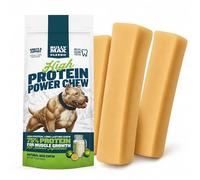 Bully Max Masticables de alto poder proteico para perros, 75% de proteína, masticables de yak totalmente naturales de larga duración para masticadores agresivos, golosinas dentales sin cereales para