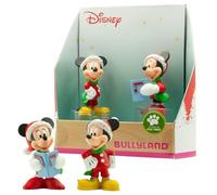 Bullyland 15074 - Juego de Figuras de Walt Disney Mickey y Minnie en el Disfraz de Navidad, Figuras pintadas a Mano, sin PVC, Gran Regalo para niños y niñas para Jugar con fantasía