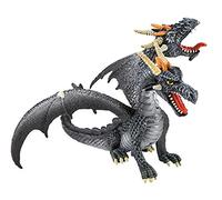 Bullyland 75597-Figura, dragón con 2 Cabezas, Aprox. 13 cm de Altura, Figura Pintada a Mano, Libre de PVC, para niños para el Juego imaginativo, Color Negro/Gris, Medium (75597)