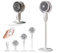 Bulnire DC motor pedestal fan, 20dB very quiet fan, 30m range, 5 speed settings with natural wind, 8-hour timer, height adjustable for home, bedroom, office (Grey)