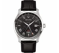 Bulova 96B387 - Reloj analógico automático para Hombre con Correa de Piel, Plateado/Negro, Correa