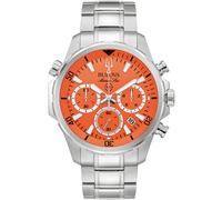 Bulova 96B395 - Reloj analógico de Cuarzo para Hombre con Correa de Acero Inoxidable, Naranja, Pulsera