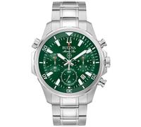 Bulova 96B396 - Reloj analógico de Cuarzo para Hombre con Correa de Acero Inoxidable, Verde, Pulsera